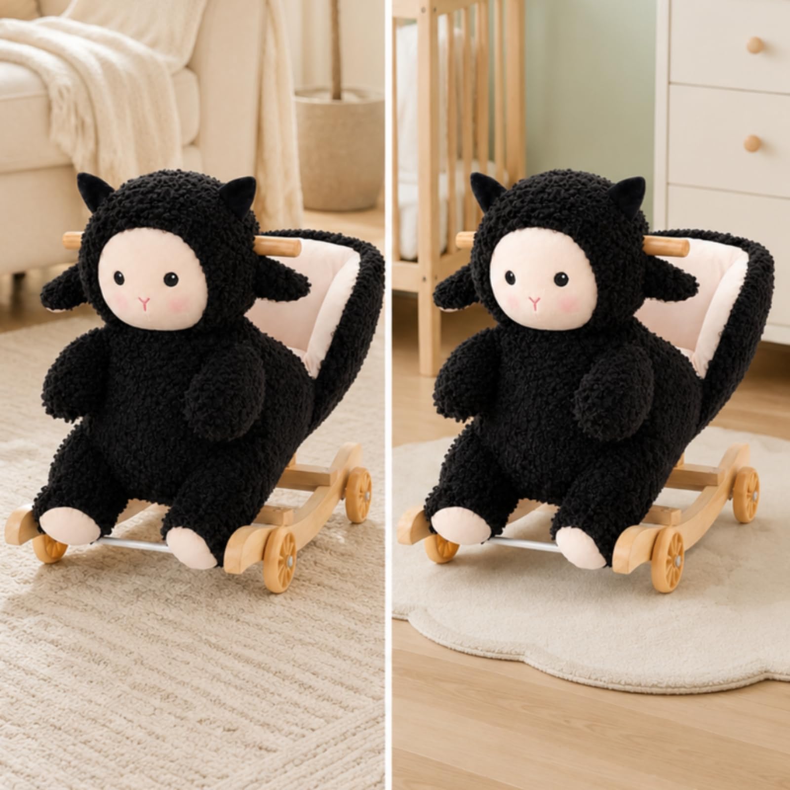 Milageto Pecora a in Peluche Portatile a in Peluche Rilassante Giocattolo Cavalcabile per Neonati