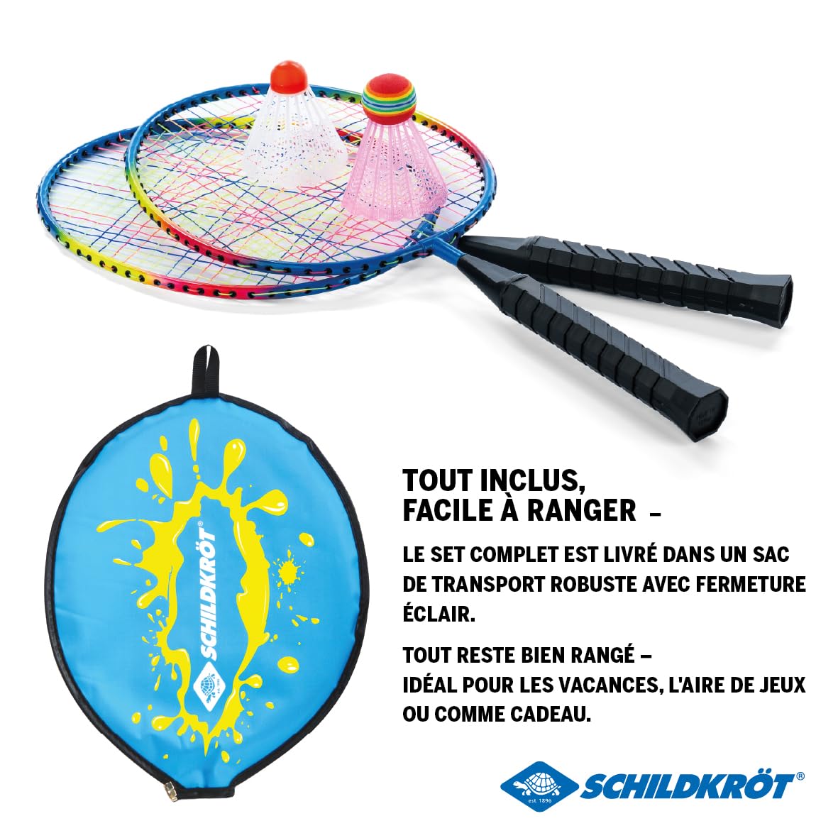 Schildkröt Set de Badminton Junior 2 Raquettes 45,5 cm 2 Volants Housse
