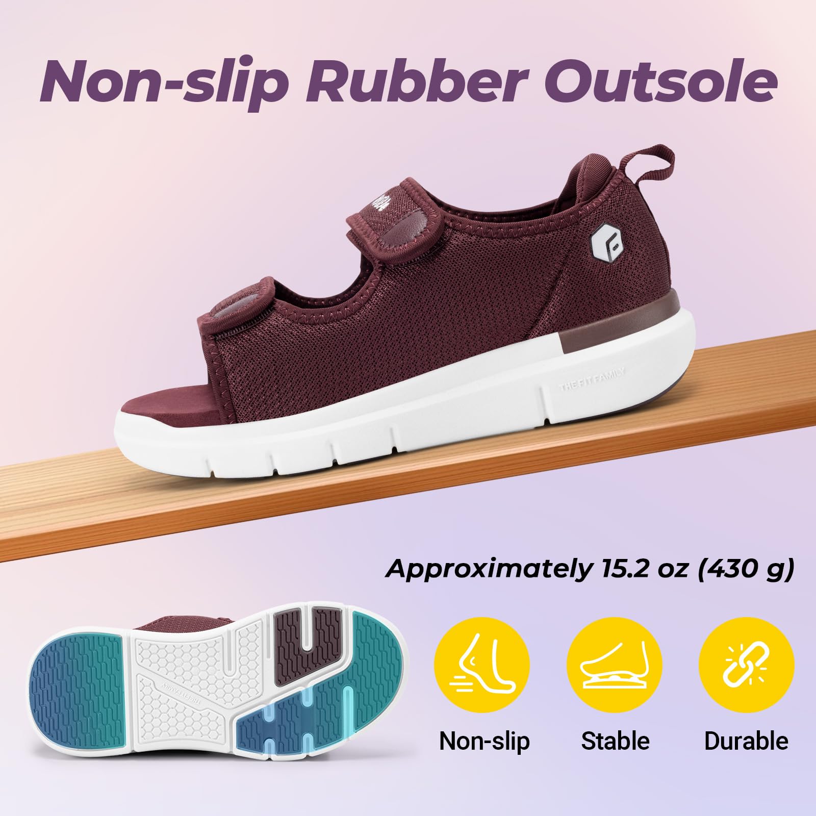 FitVille Sandali per Diabetici Donna Larghi Scarpe Ortopediche a Strappo Sandali Riabilitativi Apertura per Piedi Gonfi
