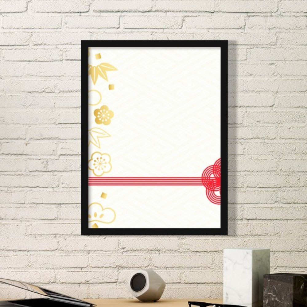 Cadre photo motif sakura géométrique noir moyen pour décoration murale