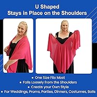 Vista 6 de Conjunto de chal de noche para mujer y anillo de bufanda plateada, capa de gasa transparente