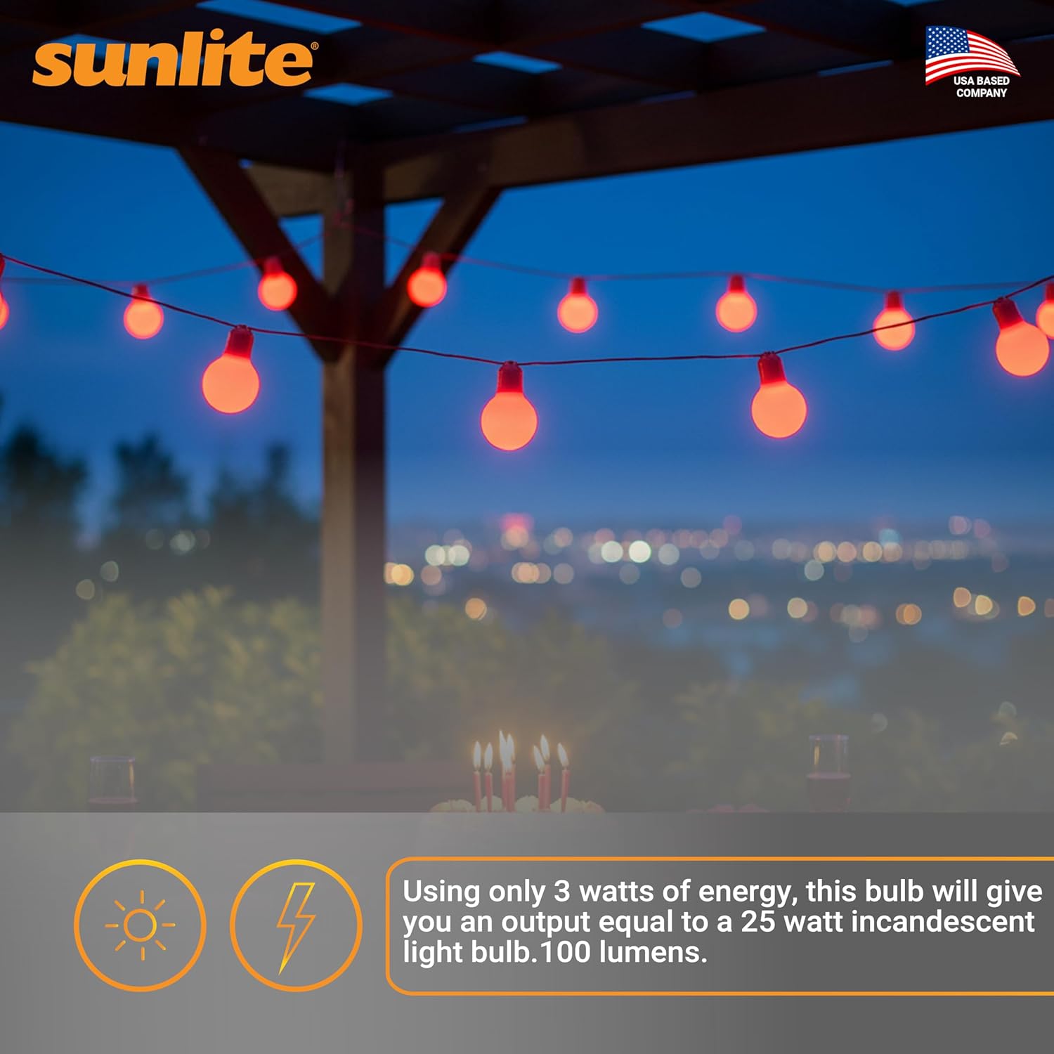 Sunlite 40454 LED A19 Colored Light Bulb, 3 Watts (25w Equivalent), E26 Medium Base, Non-Dimmable, UL Listed, Party Decoration, Holiday Lighting, 3 Count, Red
