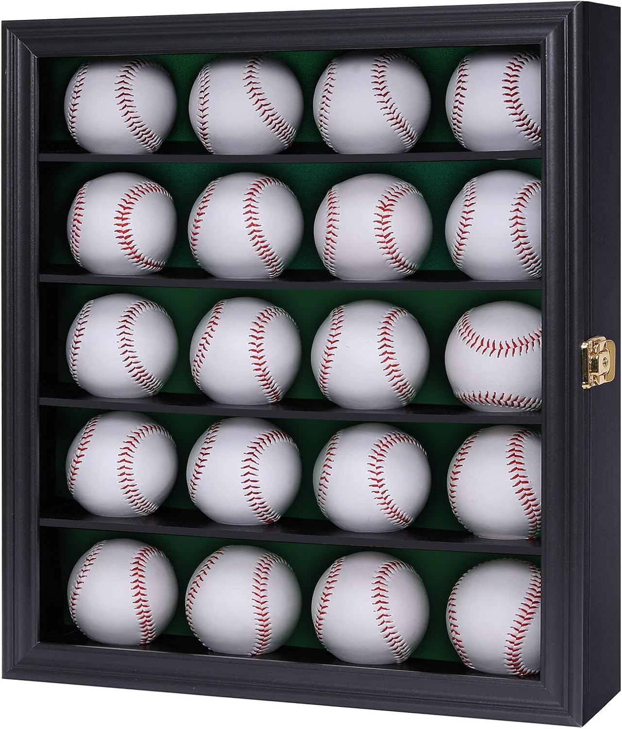 Verani Baseball and Baseball Bat Display Case Lockable Wood Cabinet Rack Holder for Baseball Shadow Box with UV Protection Acrylic Door Wall Mount Display Cabinet for Baseball Enthusiast Collectible