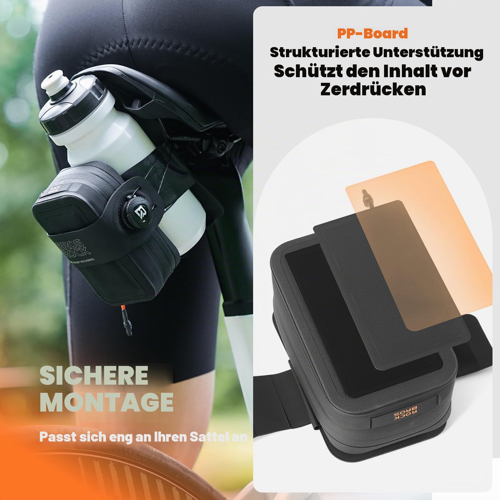 ROCKBROS Fahrrad Satteltasche Drehknopf Verstellsystem Wasserdichtes