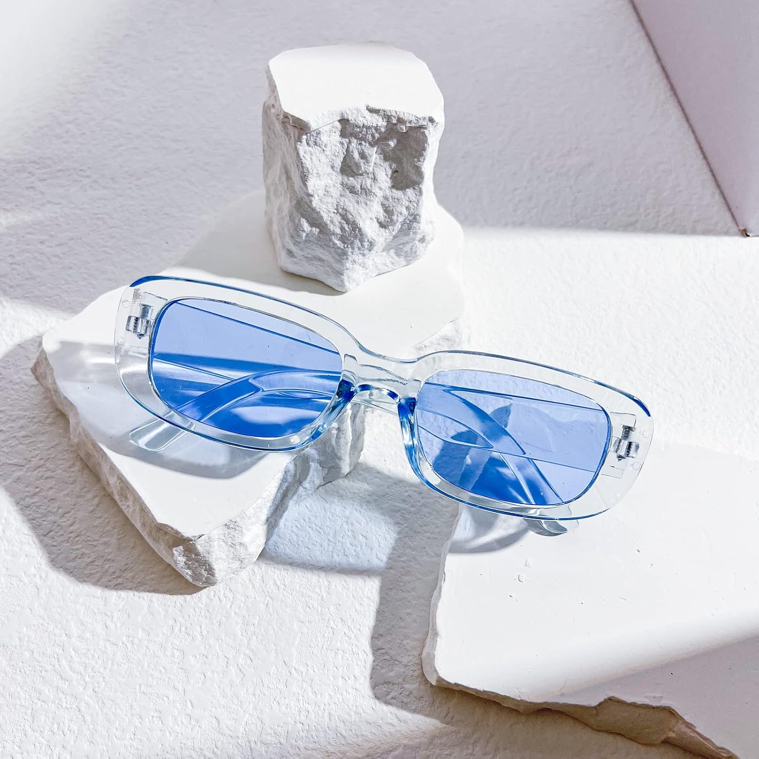 SUNOVELTIES 40 Pack Rectangle Sunglasses for Women Retro Colored Square Glasses Bulk 90s Vintage Eyewear Uniex Adults