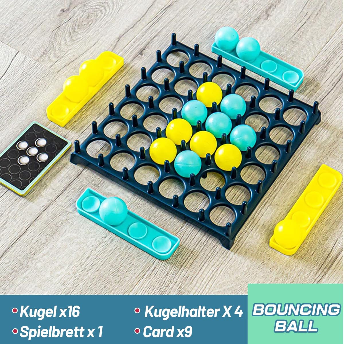 Bounce Off Spiel Für Kinder – Hüpfball-Spiel Mit 16 Bällen, 9 Karten, Brettspiel Für Die Ganze Familie