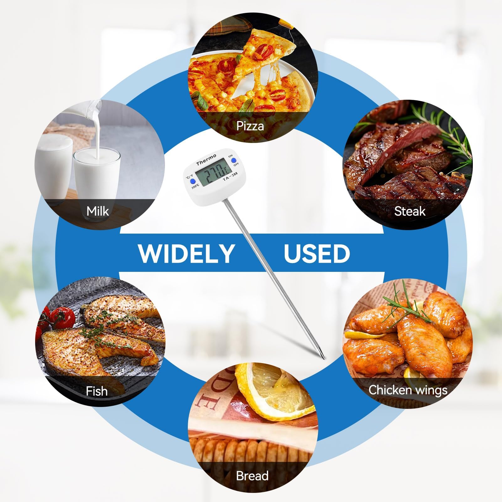 Termometro per latte, Multiuso Termometro digitale con sonda lunga per Liquido, Candela, Cibo, Carne