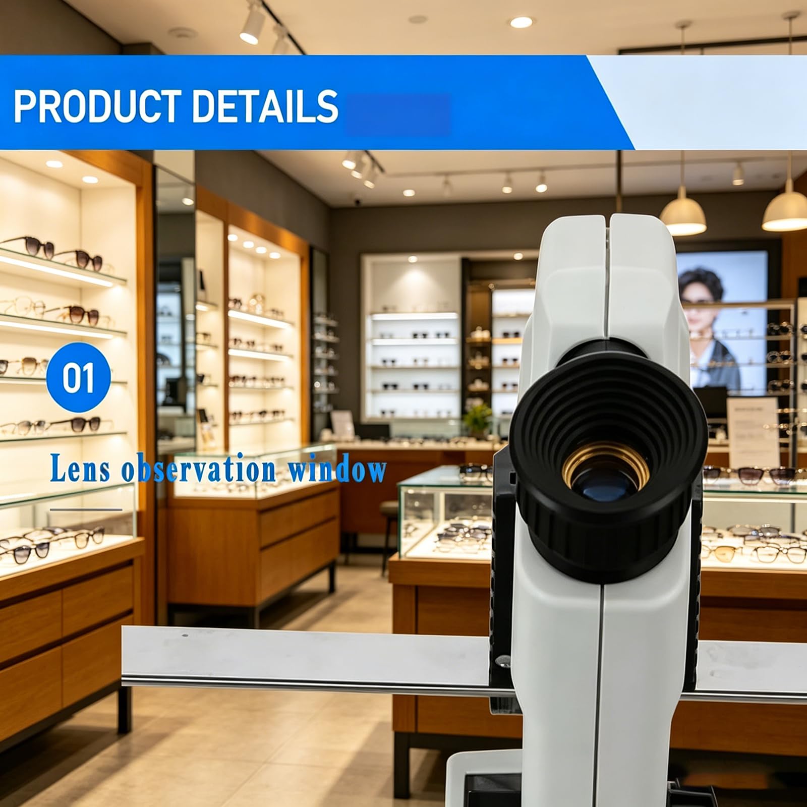 MObyat Apparecchio per optometria elettrica delle Lenti, frontifocometro Ottico per Lenti con Lettura Regolabile e Scala precisa, Test Lenti da 20 mm a 80 mm, Regolazione diottrica -5D~+5D