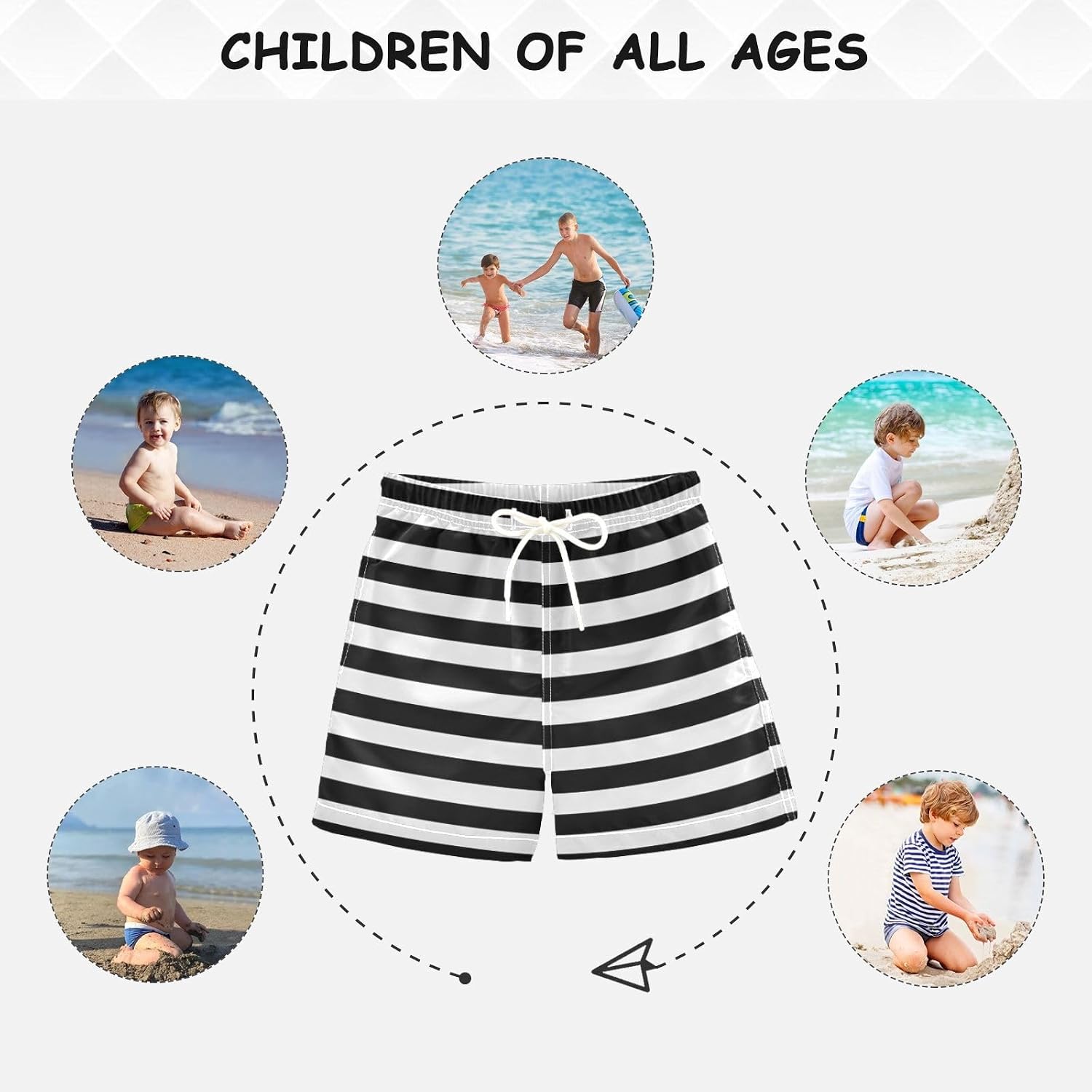 Toddler Boys Board Shorts Kids Swim Trunk Abstract Blue Green Beach Shorts for Child Teal Size from 2T to 12Y