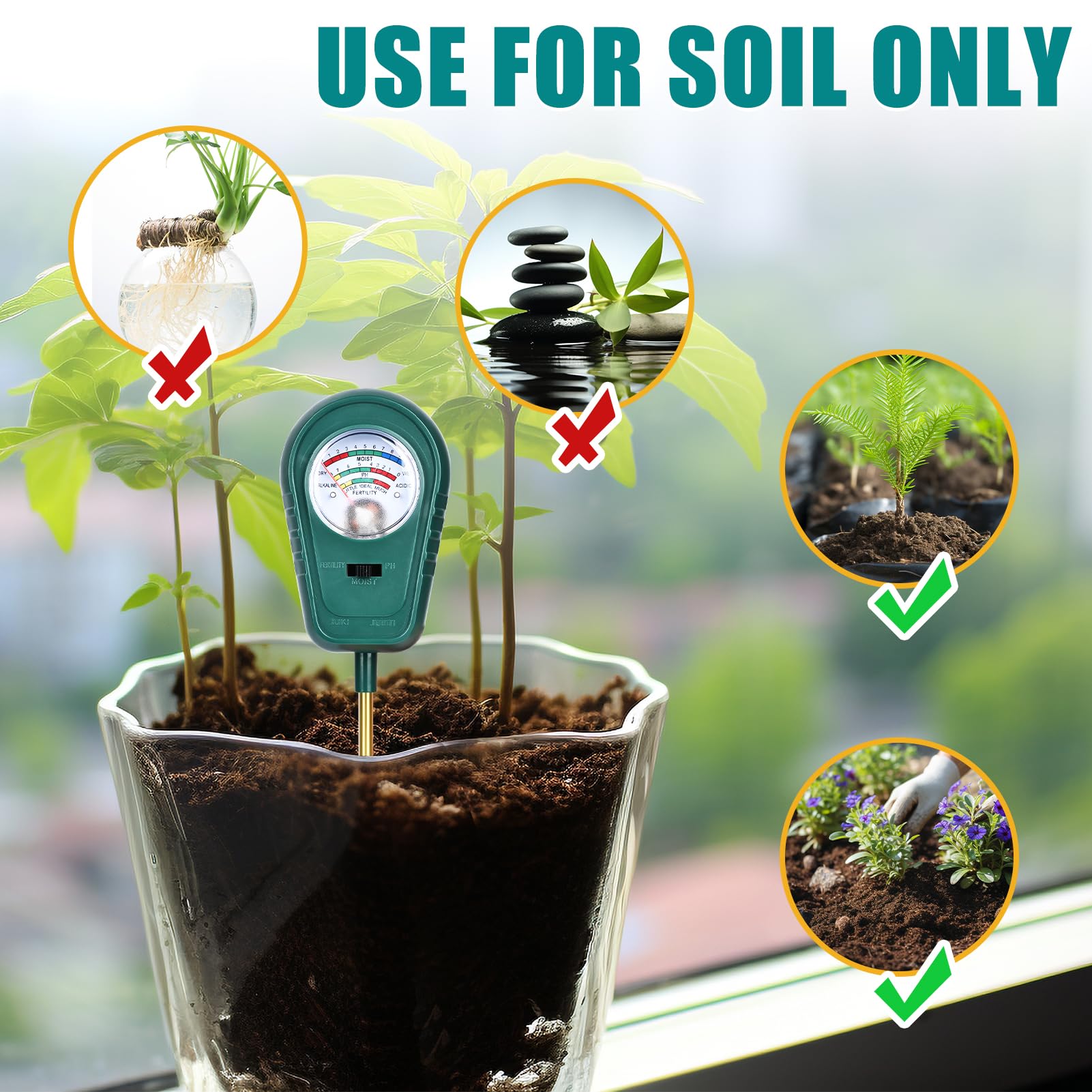 Tester Del Suolo 6 In 1 - Misura Umidità, PH, Fertilità, Luce E Temperatura - Foto 5
