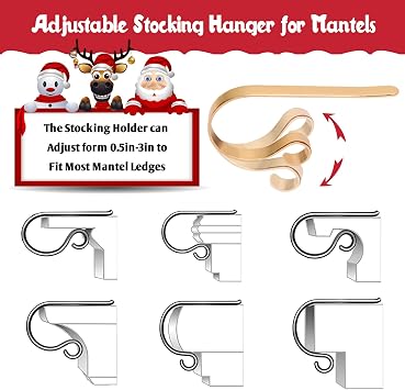 Christmas Stocking Holder, 4 Pack Stocking Holders For Mantle, Non-Slip