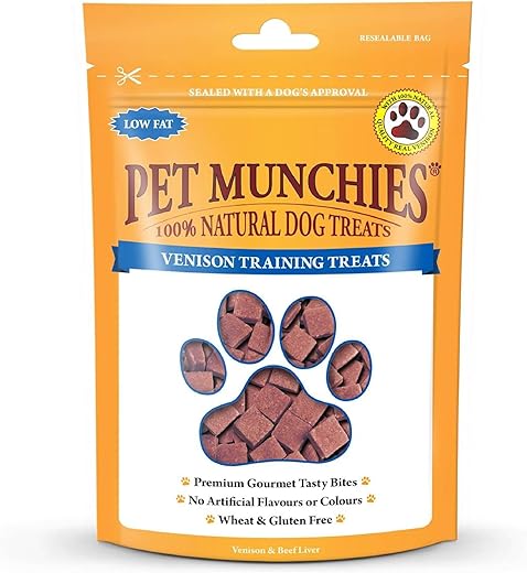 Pet Munchies Venison & Beef Liver Dog Training Treats, Grain Free Tasty Bites with Natural Real Meat, Low in Fat 50g