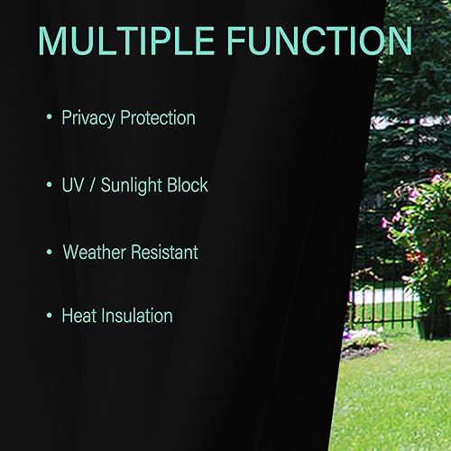 Miniatura 6 de Cortinas extra anchas para exteriores, 100 pulgadas de ancho, cortinas opacas con aislamiento térmico para patio, exteriores, con ojales superiores,