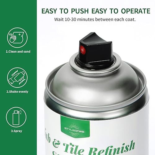 Miniatura 2 de styleonme 1 paquete de pintura en aerosol de acabado de azulejos a base de agua, 1 paquete de 1 unidad, kit de pintura para encimera de cerámica,