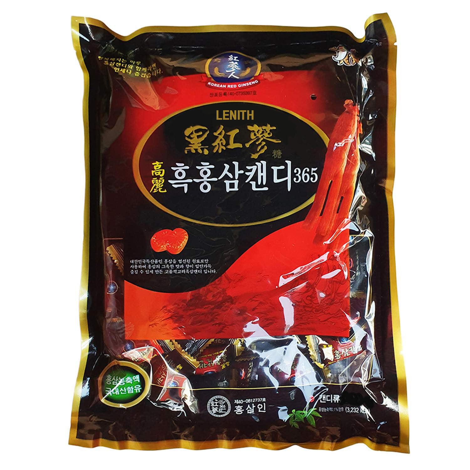 [LENITH] HongSamIn Korean Panax Black Red Ginseng 365 Candy 270g (9.52 oz)