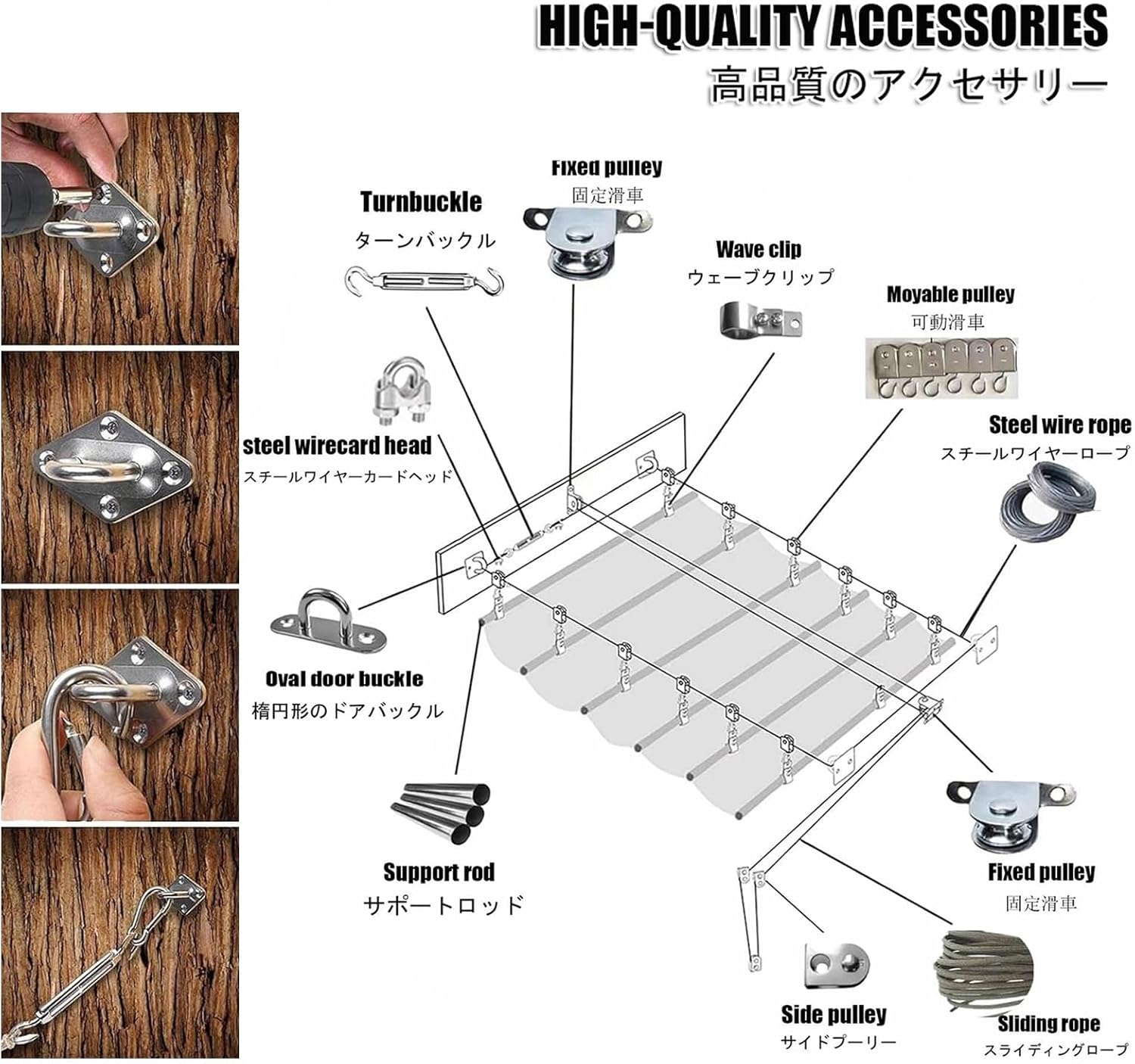 U-Shaped Retractable Roller Blind with Mounting Kit, UV Protection Replacement Pergola Canopy Cover, Patio Deck Porch Gazebo Wave Awning,Easy to Install(W3*L3m/W9.84*L9.84ft)