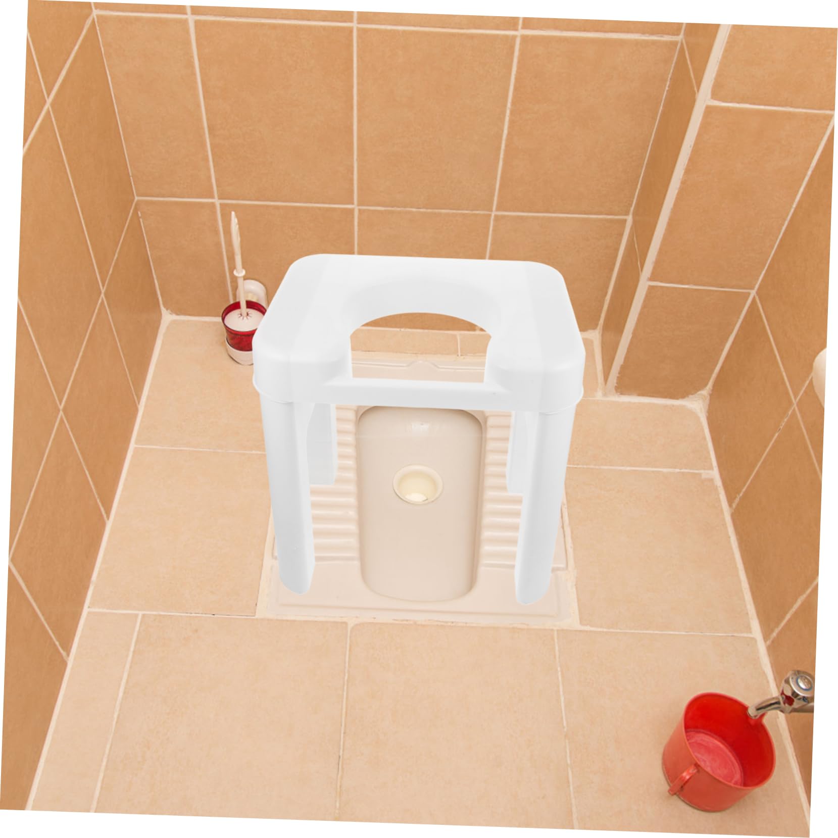 COLLBATH Taburete de Inodoro para Adultos y Personas Mayores 34 Cm de Altura Material Pp Blanco Elevador Asiento Sanitario Cómodo Uso en Baño y Hospital Asistente de Movilidad Seguro