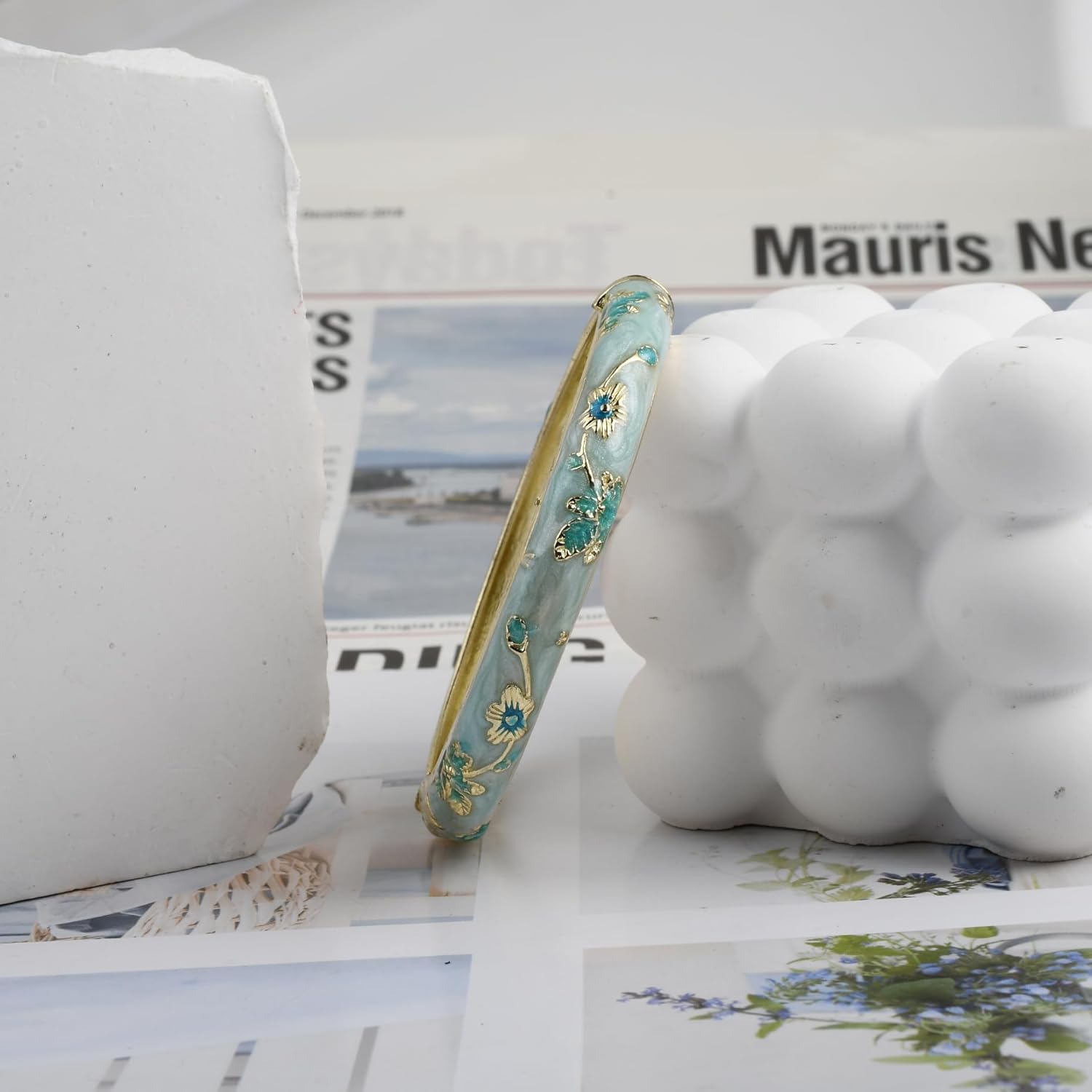 Vintage Flower Bangle Chinoiserie Cloisonne Bracelet For Women Summer Elegant Vibrant Ethnic Jewelry Gifts - Image 3