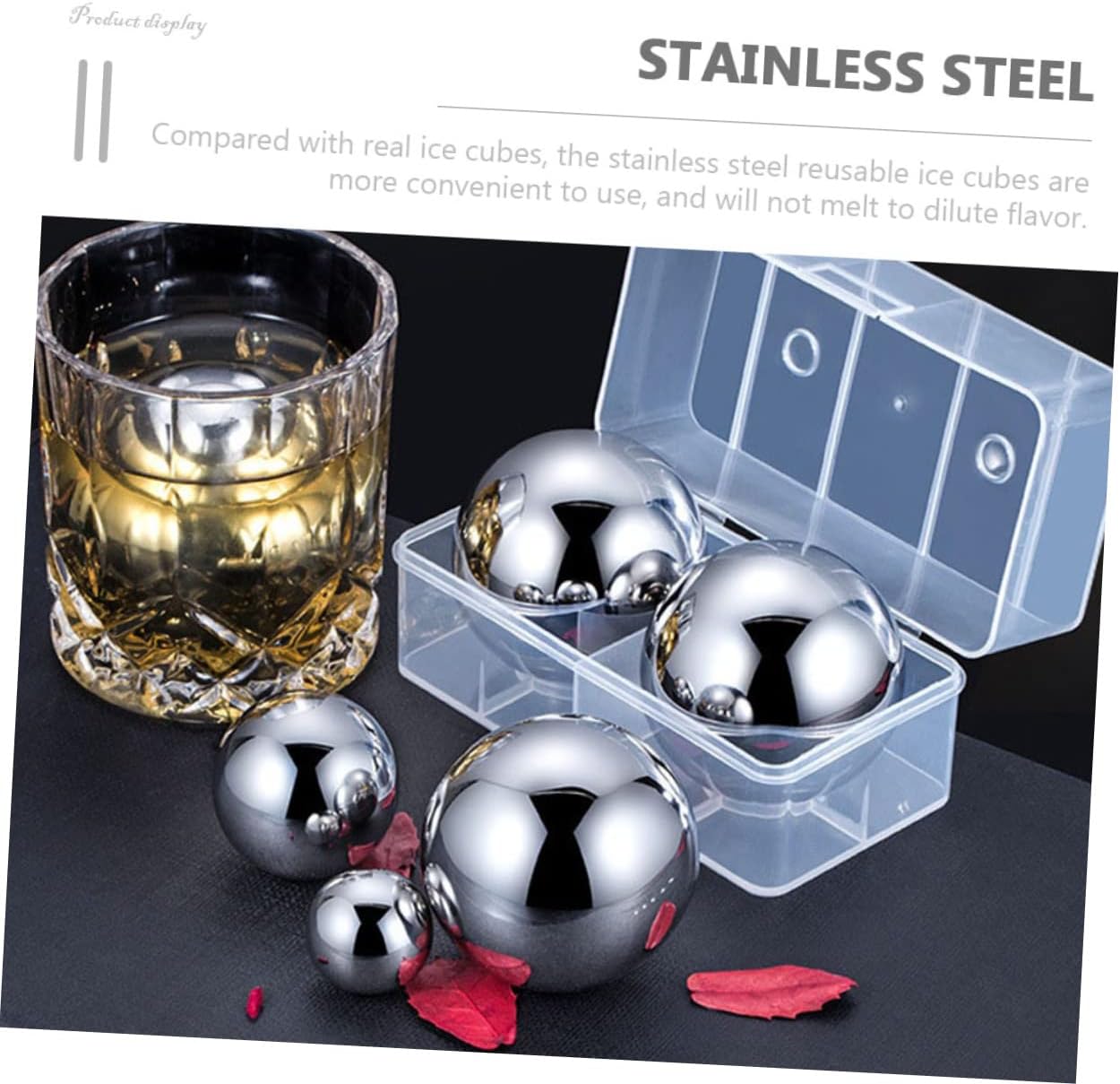 PRETYZOOM 4pcs Stainless Steel Ice Reusable Whiskey Stones Freezer Stones for Wine Drinks Metal Smooth Creative Design for Cooling
