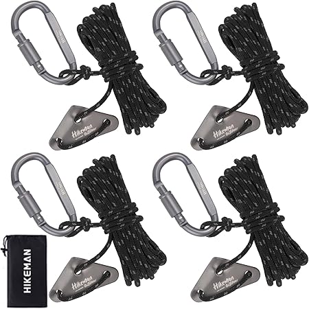 4M Reflective Tent Guy Ropes - Outdoor Tent Guide Rope with Locking ...