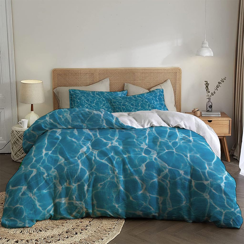 NIBAINLO 布団カバー水面テクスチャ 肌に優しい ピーチスキン加工 掛け布団カバー 和式 洋式 あったか 布団カバーセット リバーシブル ホームステイ ホテル 家庭兼用