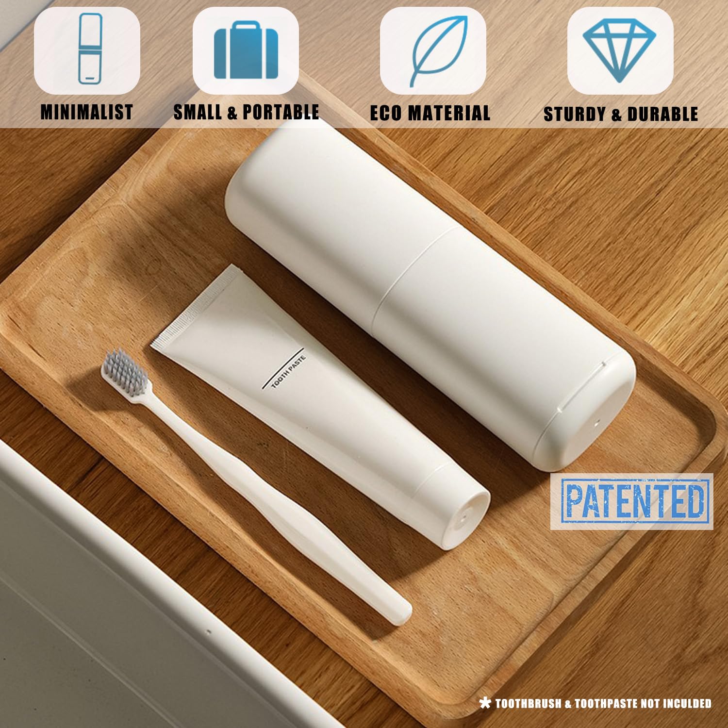 Estuche para cepillo de dientes de viaje premium con taza, diseño ovalado, adecuado para la mayoría de cepillos de dientes, cubierta desmontable para mantener limpio e higiénico, suave y duradero