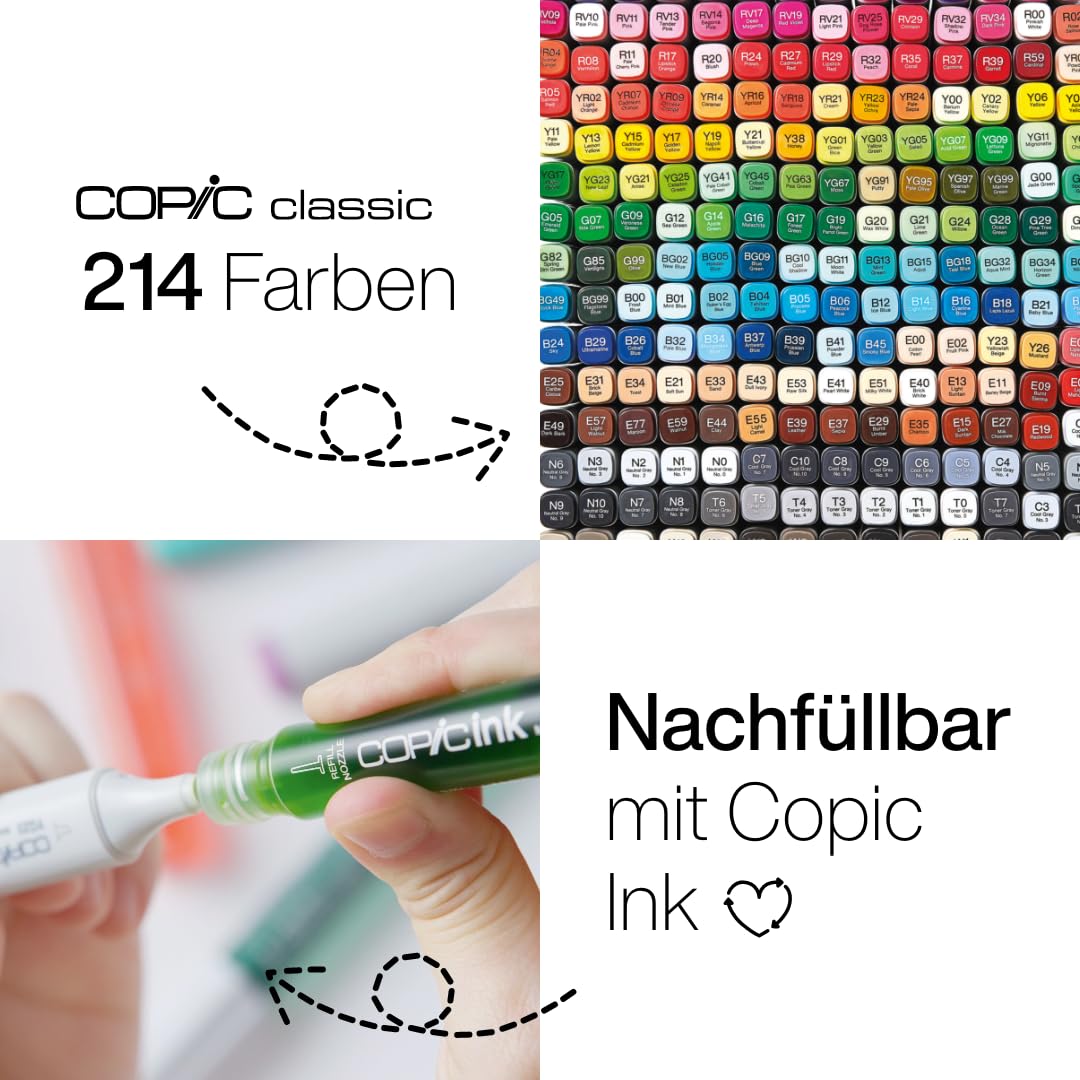 COPIC Classic Set "Architektur Farben", 12er Set im Wallet, Twin Marker mit einer mittelbreiten und einer feinen Spitze
