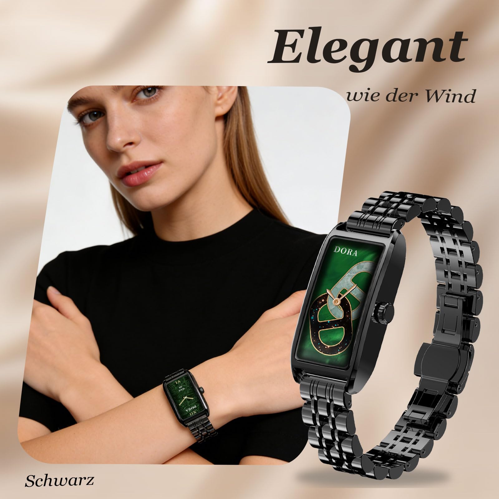 findtime Damen Fitness Tracker Schmal Elegant Smartwatch Luxuriös Classic Damenuhr Fitnessuhr für Frauen Aktivitätstracker mit Herzfrequenz Schlafmonitor Schrittzähler Rechteckig usw. Metalarmband