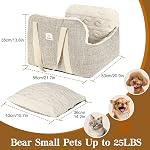 Pawaboo Small Dog Car Seat -Extra Soft- Dog Bed Car Seat for Small Dogs, Puppy Seat for Car with Fixed Buckle and Safety Leash, Thickened Dog Bed Car Seat, Pet Travel Carrier Bed Up to 25lbs