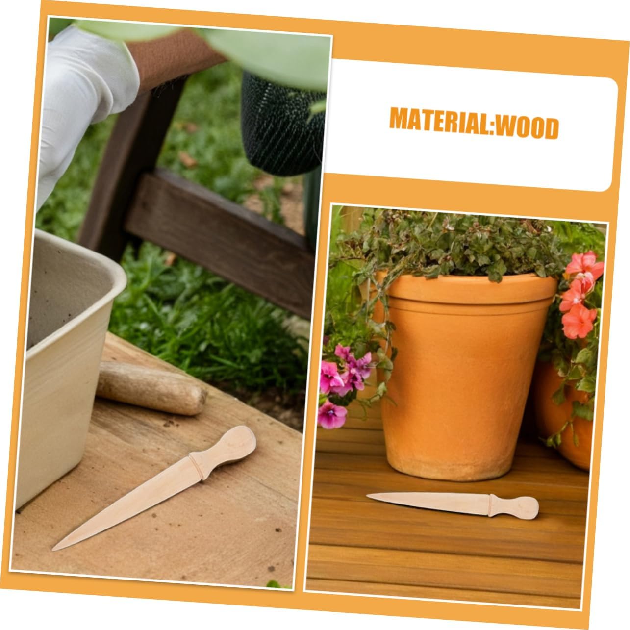 6pcs Wooden Handled Garden Digger Comfortable Grip Soil Puncher for Effortless Planting and Gardening Tasks Wooden Garden Tool for Gardeners and Enthusiasts