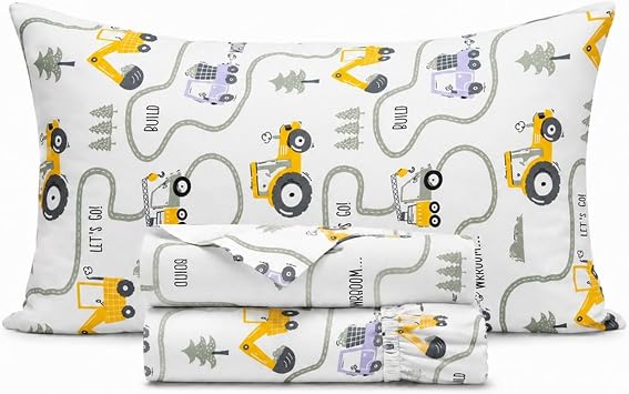 100% Cotton 210TC 3PC Bedding Set Twin Themed Kids Bedsheet - Tractor