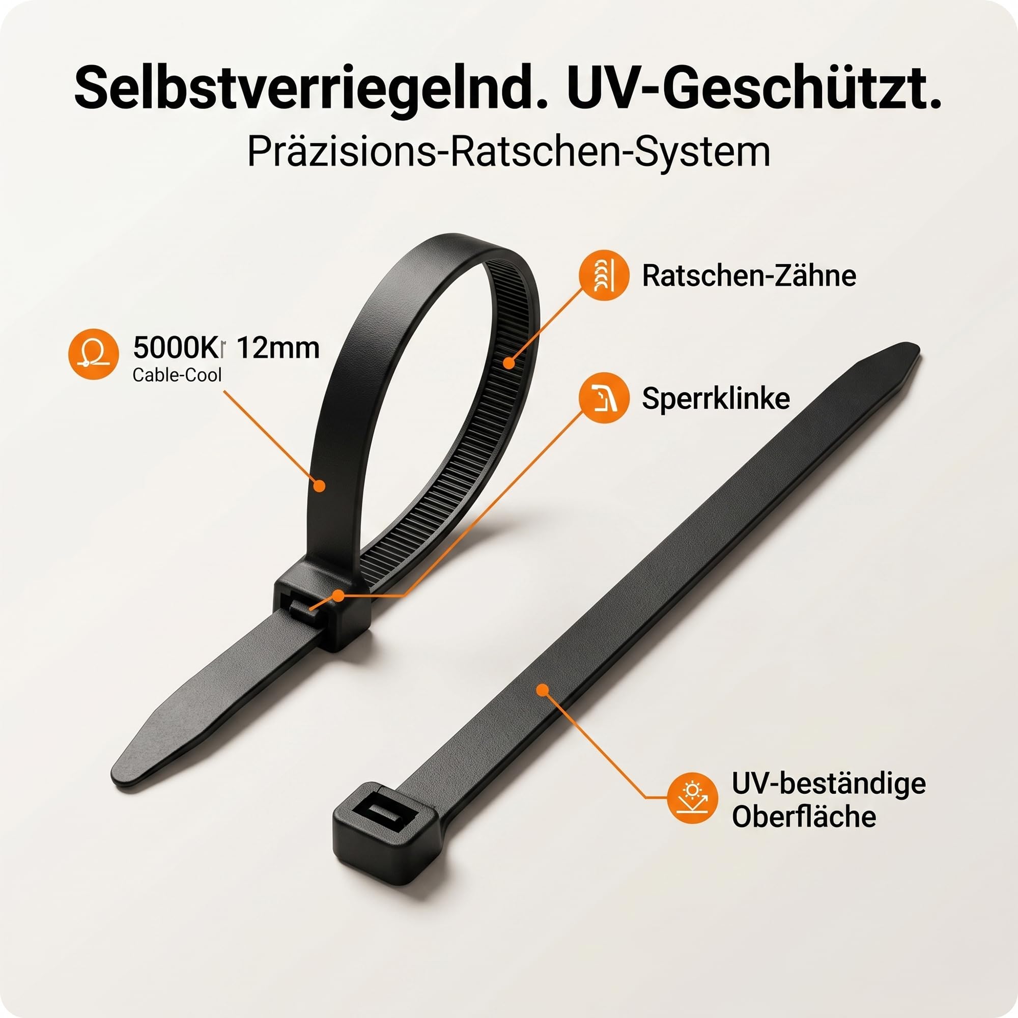 200 fascette stringicavo nere resistenti ai raggi UV, 500 mm e 300 mm di lunghezza, 12 mm di larghezza, in nylon extra forti, set di fascette per cavi, giardinaggio, cantiere