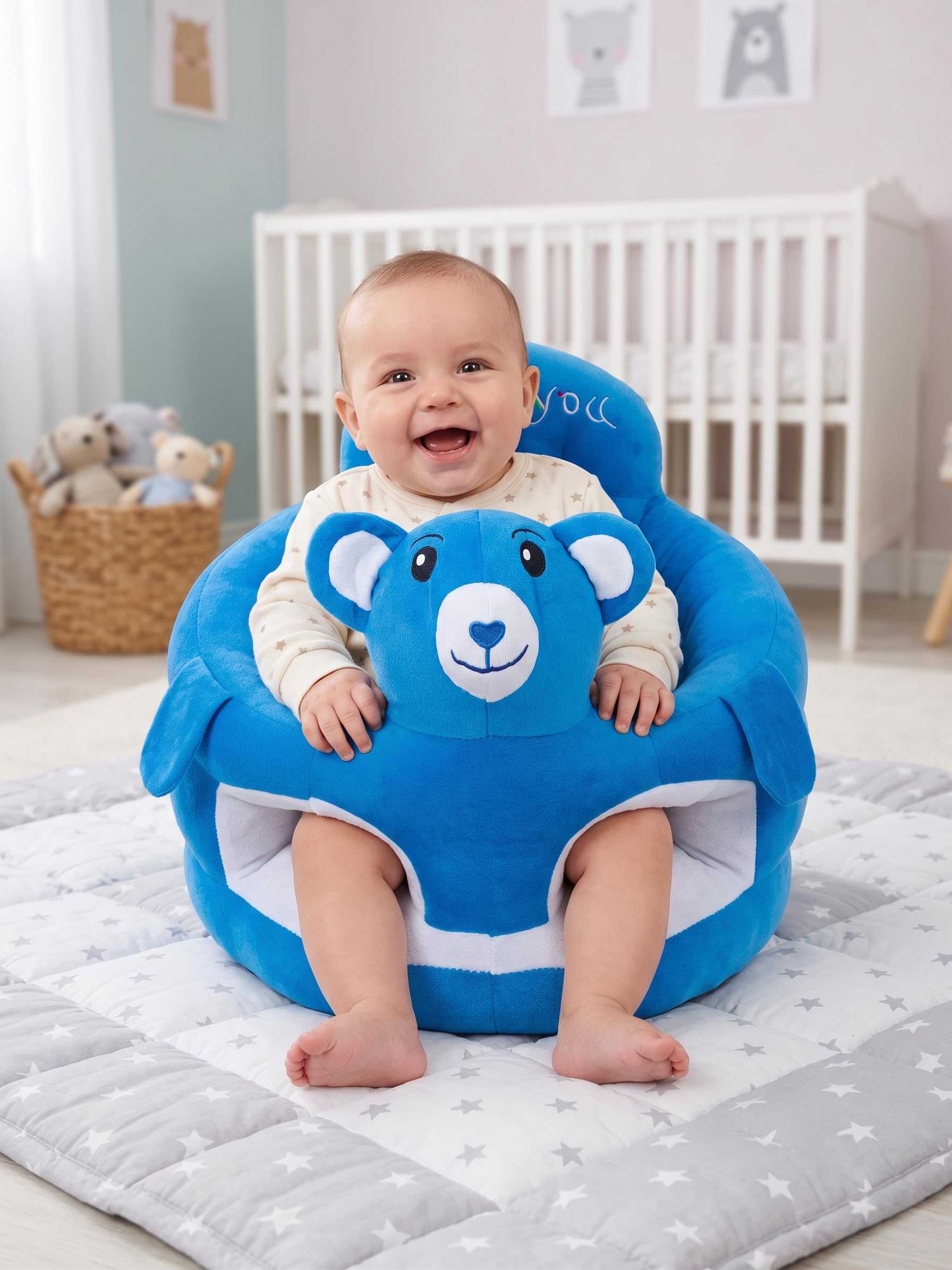FLOATING DREAMS Plush Soft Baby Sofa Seat| Toddlers Sitting Sofa Chair Upto 2 Years (Blua Panda)-image-21