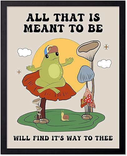 Miniatura 75 de Poster Master Póster con texto en inglés «You Are Exactly Where You Need To Be», impresión retro de rana, arte musical, arte de hongos, arte de cita