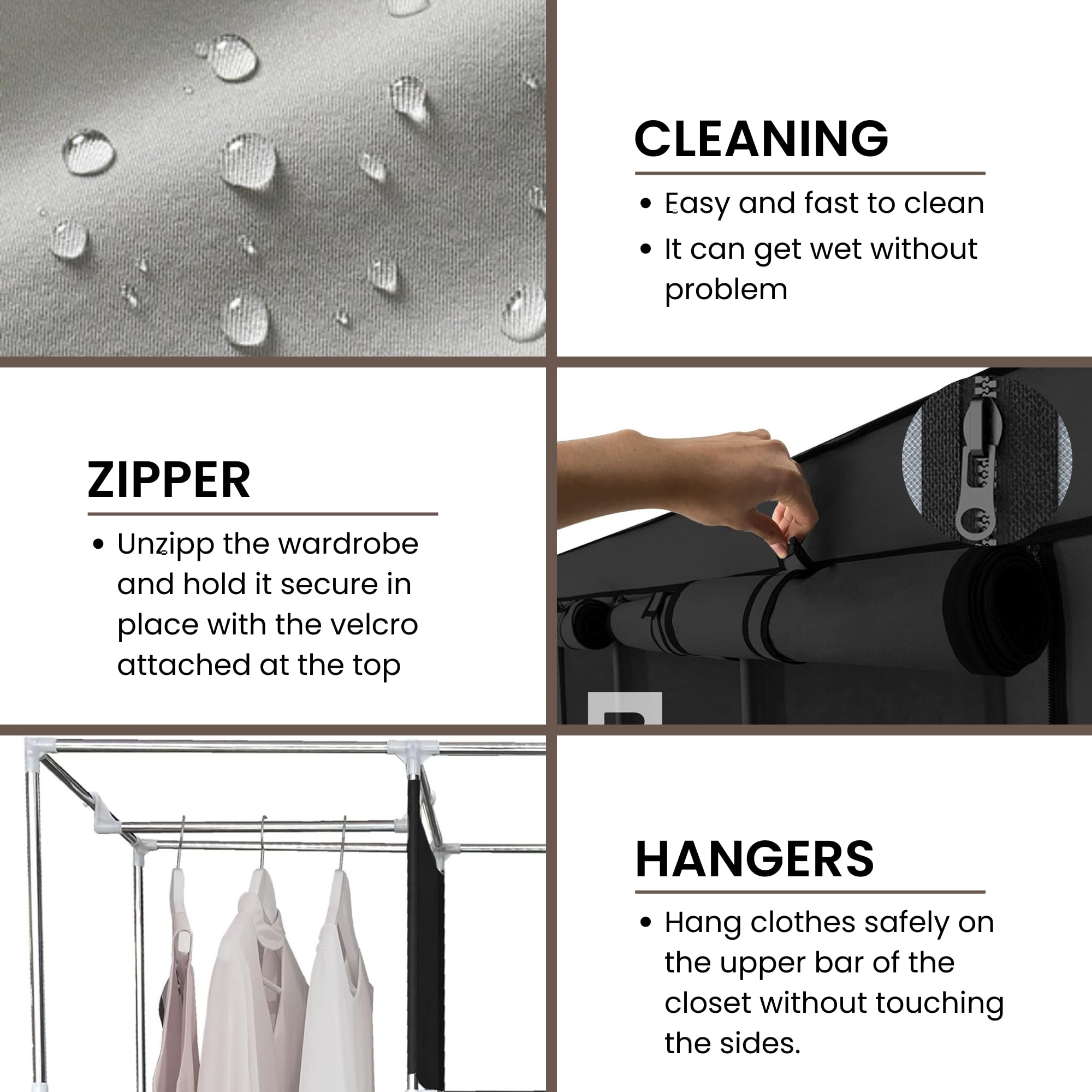 MAGIC SELECT Armario portátil, plegable con cremallera, impermeable, organizador de almacenamiento para el hogar, dormitorio, sala de estar y garaje (150x170x45cm)