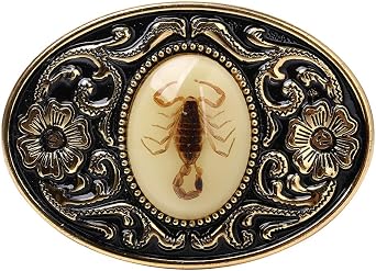 HUABOLA CALYN Belt Buckle for Men- Unique Luminous Stone Native American White 3D Scorpion Animal Belt Buckle for Women