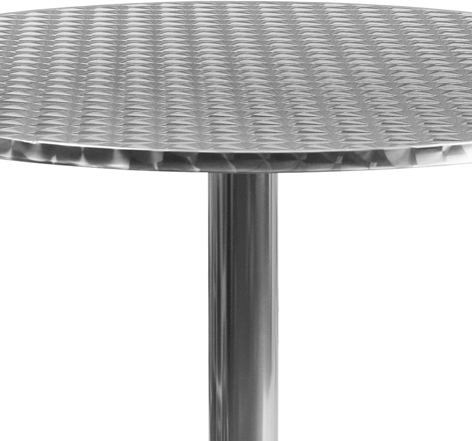 Pemberly Row 31.5" Round Bistro Table, Aluminum and Steel, Stainless Steel Top, Lightweight Design, Commercial and Residential Use, Outdoor/Indoor Patio Dining Table for Sunroom, Balcony, Deck