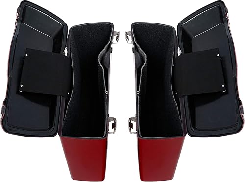 Miniatura 6 de Alforjas rígidas con soportes de conversión para Harley Davidson 1984-2017 Softail Modelos FLST, FLSTC, FLSTF, FLSTN FLSTS, Rojo