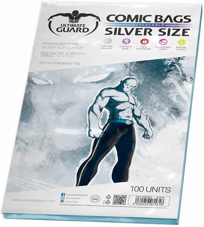 Ultimate Guard Resealable Silver Comic Bags