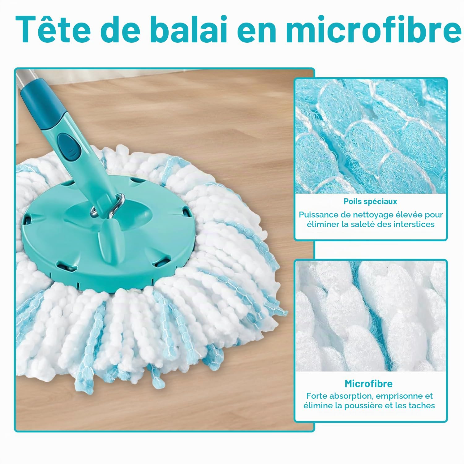 6 Pièces Têtes de Rechange, Serpillères de Rechange en Microfibres, Clean Twist Disc Mop Micro Kit, Tête de Rechange, pour Les Nettoyage Particules de Saleté, Lavage Sol