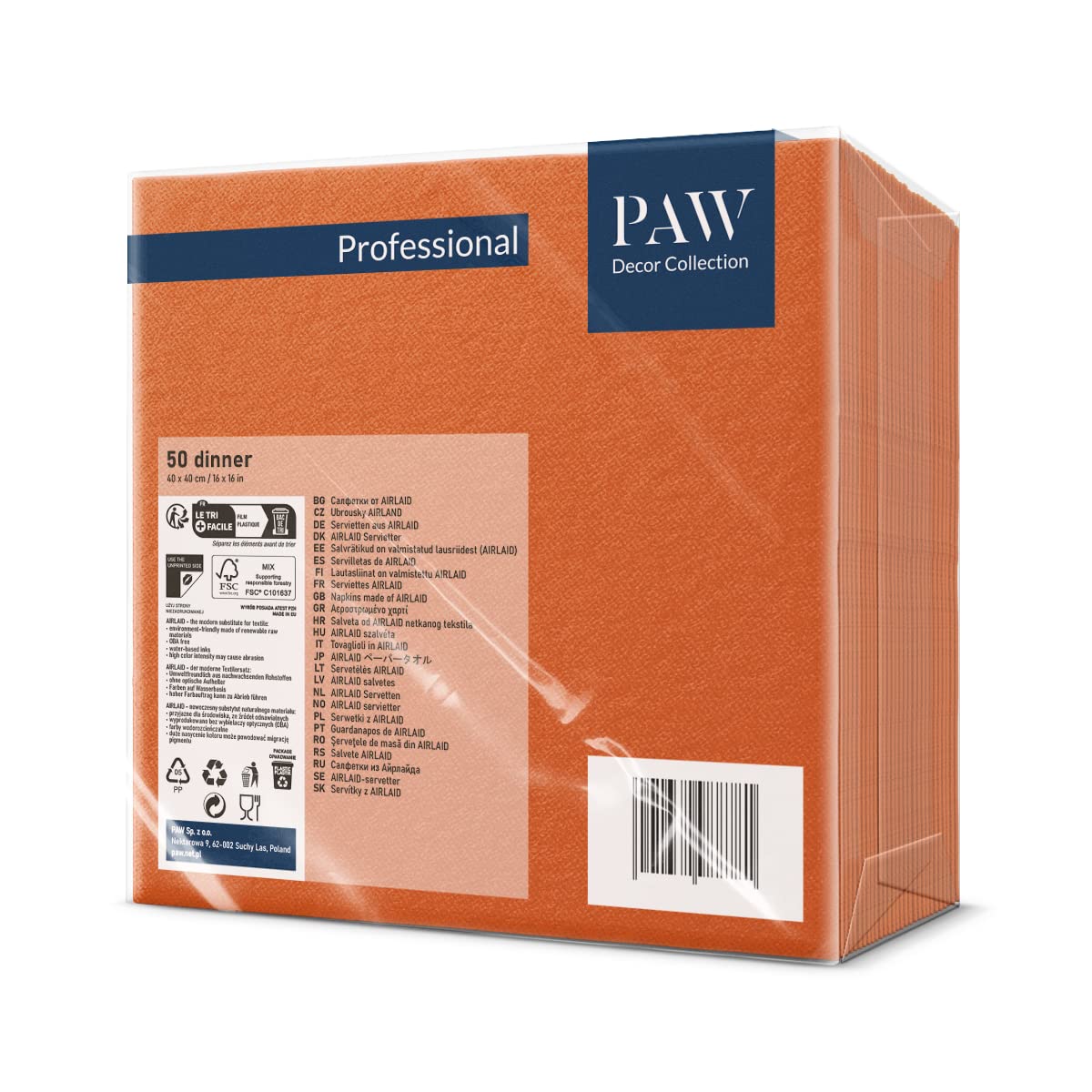 PAW Airlaid-Servietten, 50 Stück, 40x40 Cm – Grau, Stoffähnlich & Hochsaugend | Für Elegante Tischdekoration Bei Hochzeiten, Weihnachten & Feiern