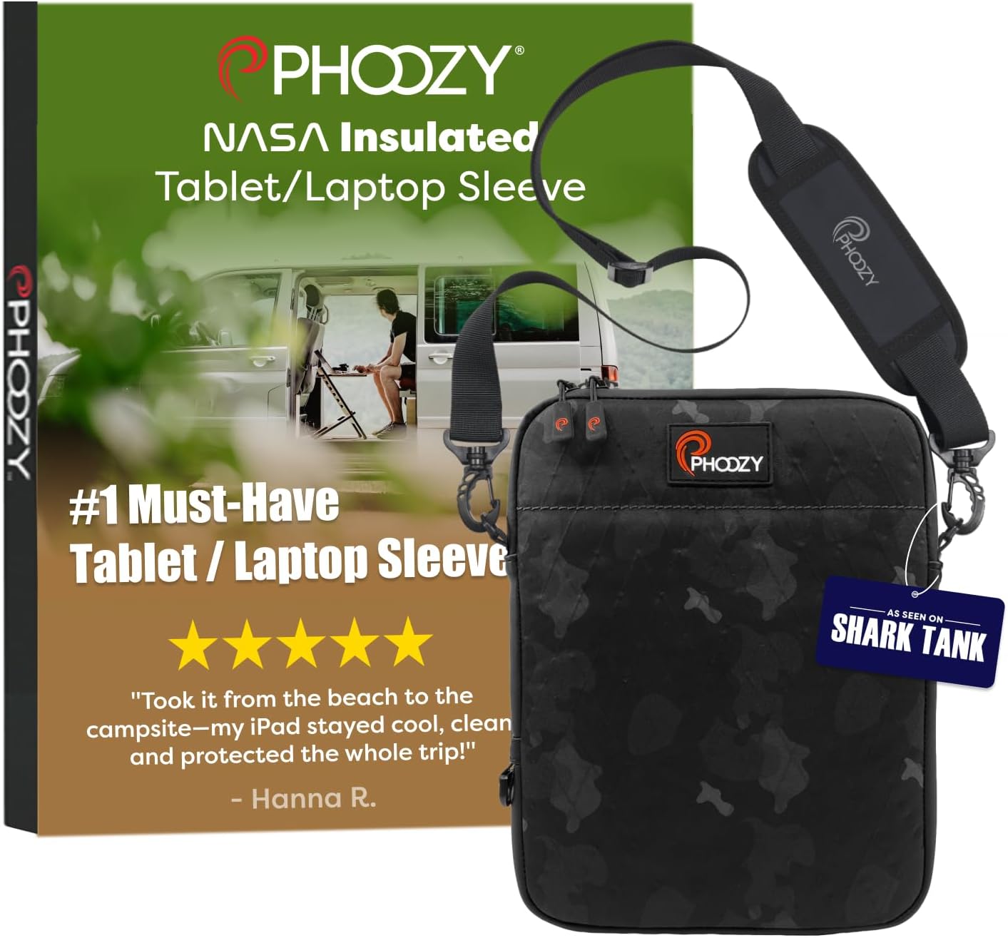 PHOOZY Insulated Thermal Sleeve for Laptops, iPads, MacBooks & Similar Sized Tablets or Laptops up to 11" - Patented NASA Thermal Technology Extends Battery Life in The Cold (Black CAMO)