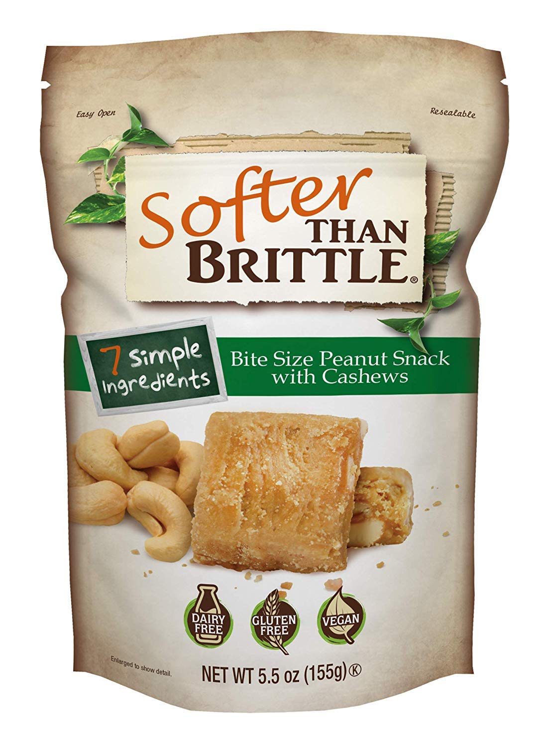 Softer than Brittle Bite Size Peanut Brittle with Cashews 5.5 oz (1 pack)