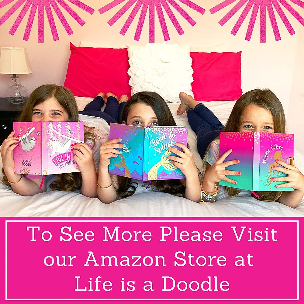 Diary for Girls with Upgraded Lock and Keys - Unicorn Journal Includes Adjustable Bracelet and Multi-Colored Push-Pen | Enjoy Both Lined and Blank Notebook Pages for Secret Writing and Drawing