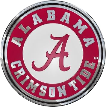 FANMATS 60508 Alabama Crimson Tide Heavy Duty Aluminum Embossed Color Emblem, Auto Emblem Decal