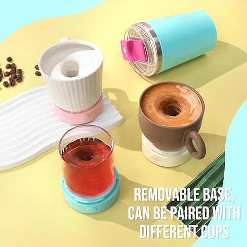 Miniatura 2 de Taza de café eléctrica con sistema de mezcla, taza automezclable de 400ML de acero inoxidable, taza mezcladora automática adecuada para café, leche