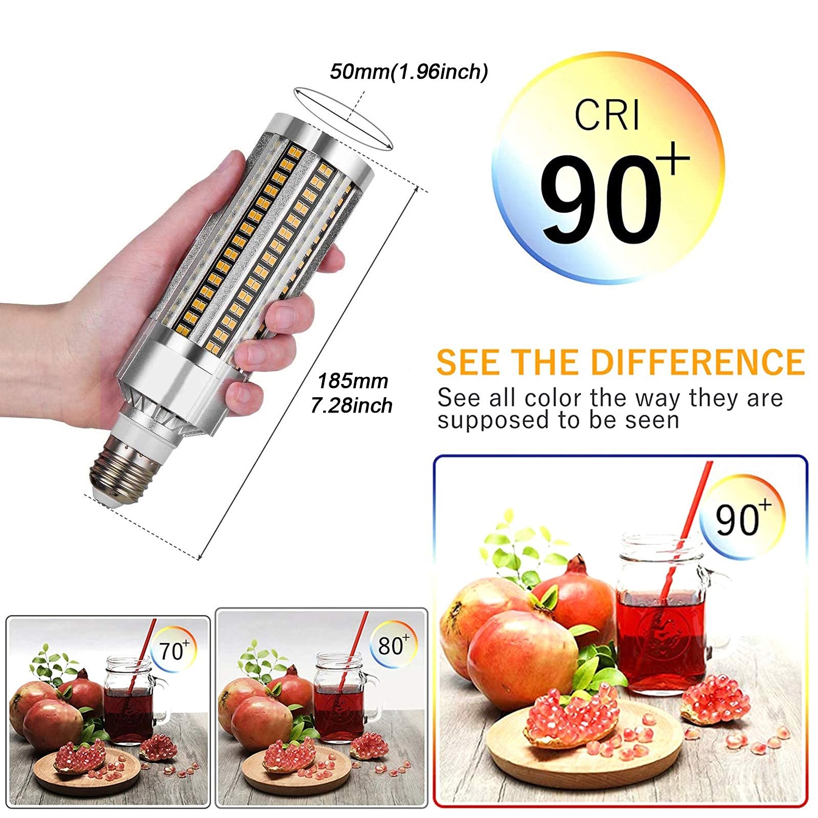 Paquete de 3 bombillas LED de maíz de 25 W,250 W,haluro de metal/HID/HPS de repuesto,tornillo de base E27,lámpara LED de ahorro de energía,con adaptador E40,superbrillante,3000 lúmenes,CA 100-277 V(bl