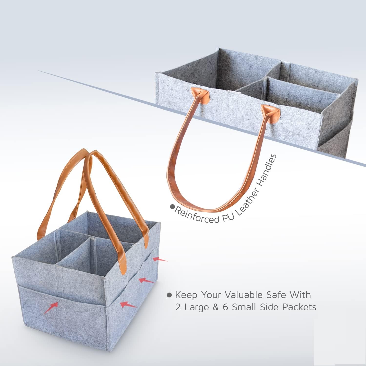 Flygon Light Grey Felt Baby Diaper Stackers Nursery Storage Bin Car Organizer 3