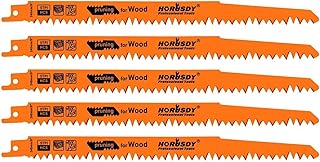 5-Pack 9-Inch Wood Pruning Reciprocating Saw Blades, 5TPI HCS Carbon Steel Sawzall Blades for Fast Cutting Green Wood, Branches & Plastic - Includes Storage Case