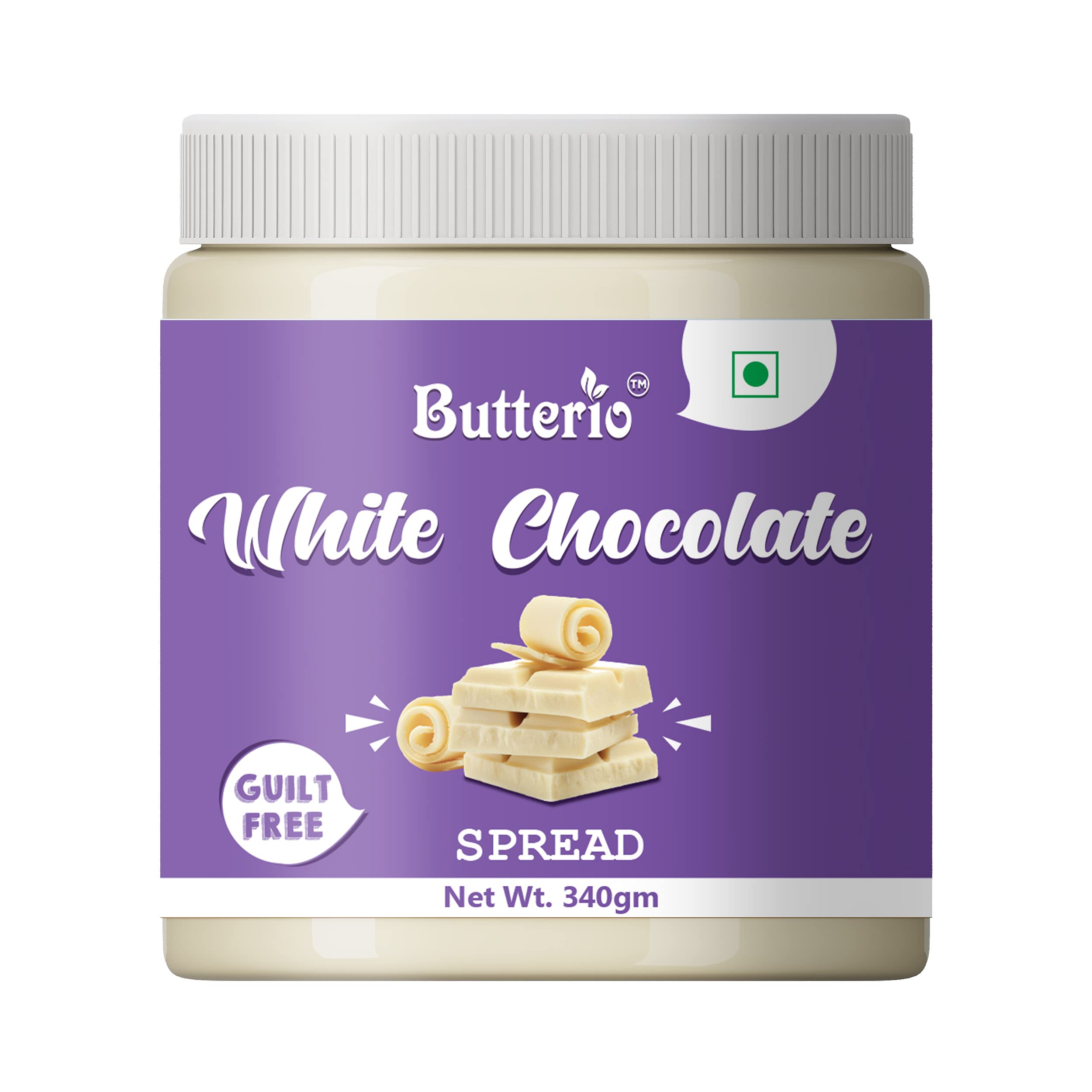 Butterio White Chocolate Spread Vegetarian No Colors Essence Preservatives Used -(340gm)